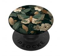 Design di falena e fiore in verde e bianco PopSockets PopGrip Adesivo