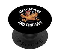 Design divertente Cluck Around And Find Out Funny Chicken Pun PopSockets PopGrip Adesivo