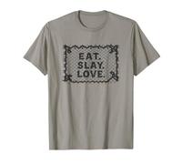 Design Divertente con Citazione Eat Slay Love del Ringraziamento Maglietta