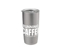 Design divertente con citazione "Running on Caffeine and Bad Decisions" Bicchiere termico in acciaio inox doppia parete