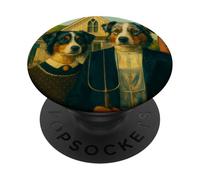 Design divertente con coppia di pastori australiani PopSockets PopGrip Adesivo