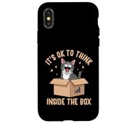 Design divertente con gatto "It's OK to Think Inside the Box" Custodia per iPhone X/XS