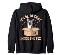 Design Divertente con Gatto It's Ok to Think Inside The Box Felpa con Cappuccio
