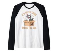 Design Divertente con Gatto It's Ok to Think Inside The Box Maglia con Maniche Raglan