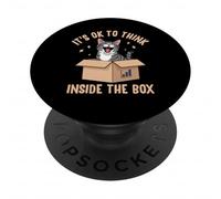 Design divertente con gatto "It's OK to Think Inside the Box" PopSockets PopGrip Adesivo