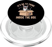 Design divertente con gatto "It's OK to Think Inside the Box" PopSockets PopGrip per MagSafe