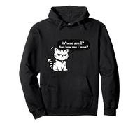Design Divertente con Gatto Where Am I And How Can I Leave Felpa con Cappuccio