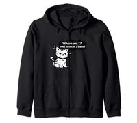 Design Divertente con Gatto Where Am I And How Can I Leave Felpa con Cappuccio