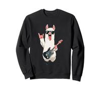 Design Divertente con Lama Che Suona la Chitarra con Animali Rock Felpa