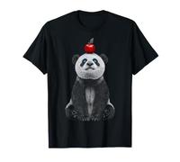 Design Divertente con Panda, Mela e Occhi Azzurri Maglietta