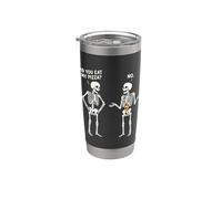Design divertente con scheletro con scritta in lingua inglese "Do You Eat My Pizza Bicchiere termico in acciaio inox doppia parete