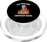 Design divertente con scheletro di Halloween "All Men Are Cremated Equal" PopSockets PopGrip per MagSafe