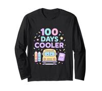 Design Divertente con Scritta Happy 100 Days of School Maglia a Manica