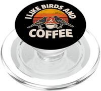 Design divertente con scritta "I Like Birds And Coffee" PopSockets PopGrip per MagSafe