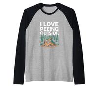 Design divertente con scritta "I Love Peeing Outer" Maglia con Maniche Raglan