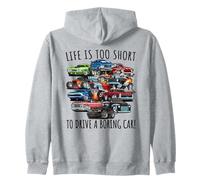 Design Divertente con Scritta Life Is Too Short to Drive a Boring Car Felpa con Cappuccio