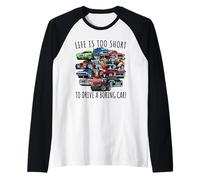 Design Divertente con Scritta Life Is Too Short to Drive a Boring Car Maglia con Maniche Raglan