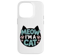 Design divertente con scritta "Meow I'm A Cat" per amanti dei gatti con impronte di zampe Custodia per iPhone 14 Pro