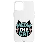 Design divertente con scritta "Meow I'm A Cat" per amanti dei gatti con impronte di zampe Custodia per iPhone 15 Plus
