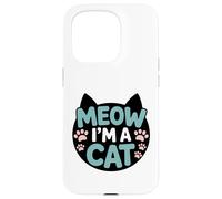 Design divertente con scritta "Meow I'm A Cat" per amanti dei gatti con impronte di zampe Custodia per iPhone 15 Pro