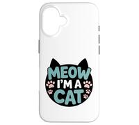 Design divertente con scritta "Meow I'm A Cat" per amanti dei gatti con impronte di zampe Custodia per iPhone 16