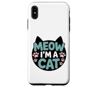 Design divertente con scritta "Meow I'm A Cat" per amanti dei gatti con impronte di zampe Custodia per iPhone XS Max