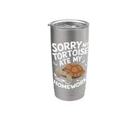 Design divertente con scritta "Sorry My Tortoise Ate My Homework" Bicchiere termico in acciaio inox doppia parete