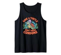 Design Divertente con Tartaruga: Save a Turtle Don't Wear Preservativ Canotta