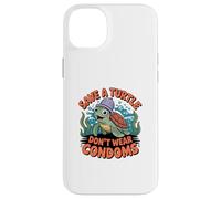 Design divertente con tartaruga: "Save a Turtle Don't Wear Preservativ" Custodia per iPhone 14 Plus