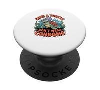 Design divertente con tartaruga: "Save a Turtle Don't Wear Preservativ" PopSockets PopGrip Adesivo