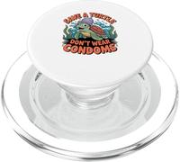 Design divertente con tartaruga: "Save a Turtle Don't Wear Preservativ" PopSockets PopGrip per MagSafe