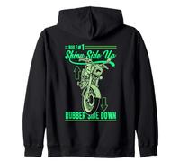 Design Divertente del Motociclo in Gomma Lato su Lato Lucido Felpa con Cappuccio