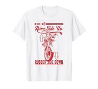 Design Divertente del Motociclo in Gomma Lato su Lato Lucido Maglietta