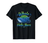 Design Divertente e Carino con Scritta Whale Hello There Maglietta