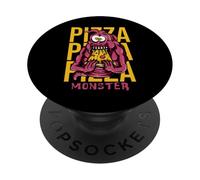 Design divertente per amanti del cibo con mostro della pizza PopSockets PopGrip Adesivo
