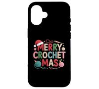 Design divertente per amanti dell'uncinetto con scritta "Merry Crotchet mas" Custodia per iPhone 16