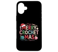 Design divertente per amanti dell'uncinetto con scritta "Merry Crotchet mas" Custodia per iPhone 16 Plus