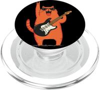 Design divertente per appassionati di musica con gatto rock che suona la chitarra PopSockets PopGrip per MagSafe