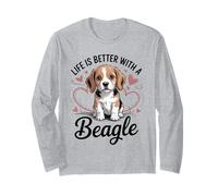Design Divertente per Gli Amanti dei Cani Life Is Better with Beagle Maglia a Manica