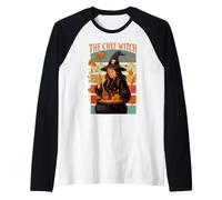 Design Divertente per Halloween con la Strega dello Chef Maglia con Maniche Raglan