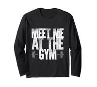 Design Divertente per Il Fitness Meet Me At The Gym Maglia a Manica
