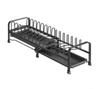 Design elegante dello scolapiatti espandibile come soluzione funzionale per il drenaggio del lavandino, perfettamente adatto per cucine moderne (nero)