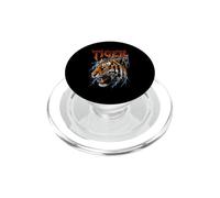 Design elettrico con testa di tigre e fulmini ruggenti PopSockets PopGrip per MagSafe