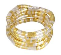 Design esagerato catena ossea europea e confine pieghevole gioielli da donna forma casual impilabile stile braccialetto strass set di gioielli per le donne, 6x55cm, Metallo