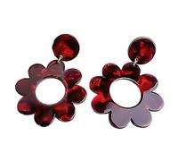 Design esagerato senso moda pittura a olio cielo stellato orecchini in acrilico retrò donne petalo, Taglia unica, come descritto