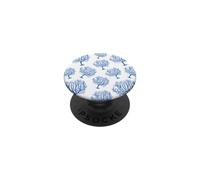 Design estetico costiero corallo marino in blu e bianco PopSockets PopGrip Adesivo