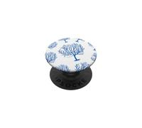 Design estetico costiero corallo marino in blu e bianco PopSockets PopGrip Adesivo