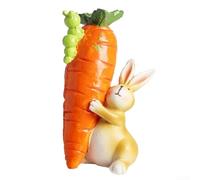 Design estetico di un adorabile coniglietto che tiene una carota arancione appena raccolta (A)