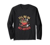 Design floreale con carriola da giardinaggio "I'll Be In My Office" Maglia a Manica