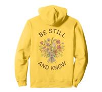 Design Floreale con Scritta Motivazionale Be Still And Know Felpa con Cappuccio